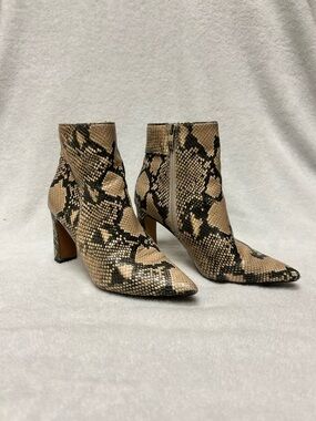 Steven By Steve Madden Snake-Print Ankle Boots - Beige & Black